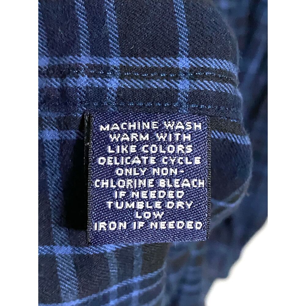 Roundtree & Yorke Outdoors Flannel Blue Plaid Button LS Shirt Mens L Classic Y2K - Picture 7 of 8